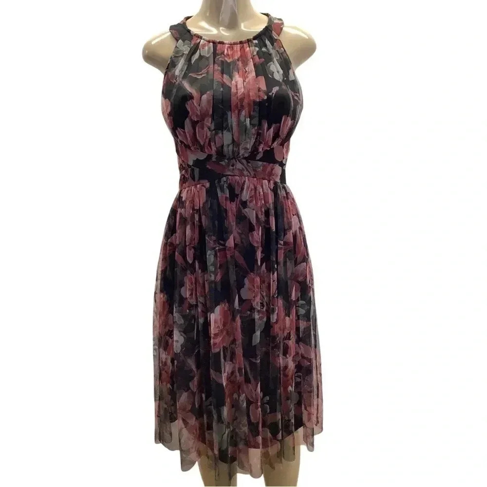 Candalite Size Small Sleeveless Floral Print Dress W/Back Zipper. New With Tags